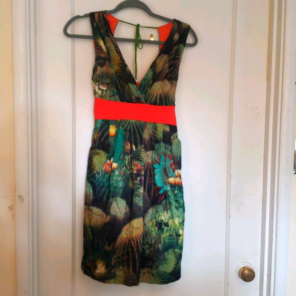 Eva Franco Cute Jungle Plant Print Dress Size 0